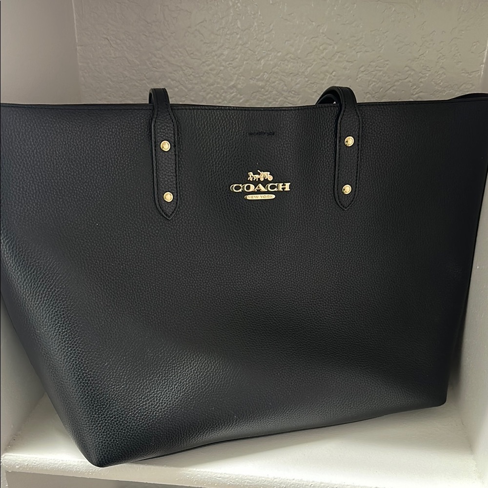 Coach Black Leather Tote Bag